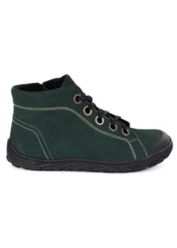 Buty barefoot zimowe damskie skórzane ocieplane 1299 zielone nubuk ze sklepu butyolivier w kategorii Botki - zdjęcie 185781207