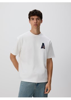 Reserved - T-shirt boxy z haftem - złamana biel ze sklepu Reserved w kategorii T-shirty męskie - zdjęcie 185784029
