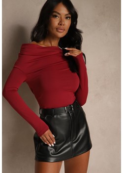 Bordowa Bluzka Longsleeve Vices z Asymetrycznym Dekoltem Fertie ze sklepu renee.pl w kategorii Bluzki damskie - zdjęcie 185784619
