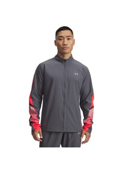 Męska bluza do biegania Under Armour UA Velociti Storm Jacket - szara ze sklepu Sportstylestory.com w kategorii Bluzy męskie - zdjęcie 185784917