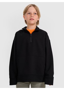 Chłopięca bluza ze stójką bez kaptura 4F 4FJWAW25TSWSM1956 - czarna ze sklepu Sportstylestory.com w kategorii Bluzy chłopięce - zdjęcie 185784978