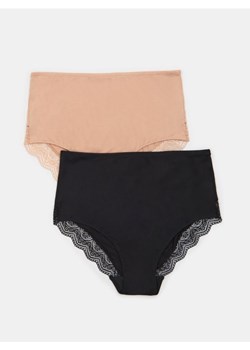 Sinsay - Wiskozowe majtki hipster high waist 2 pack - beżowy ze sklepu Sinsay w kategorii Majtki damskie - zdjęcie 185787197