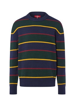 Finshley & Harding London Męski sweter z dzianiny Mężczyźni Bawełna granatowy w paski ze sklepu vangraaf w kategorii Swetry męskie - zdjęcie 185801247