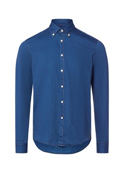 Finshley & Harding London Koszula męska Mężczyźni Regular Fit Bawełna indygo jednolity ze sklepu vangraaf w kategorii Koszule męskie - zdjęcie 185801249
