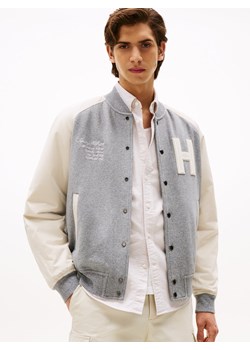 Tommy Hilfiger Męska kurtka uniwersytecka Mężczyźni jasny szary jednolity ze sklepu vangraaf w kategorii Bluzy męskie - zdjęcie 185801285