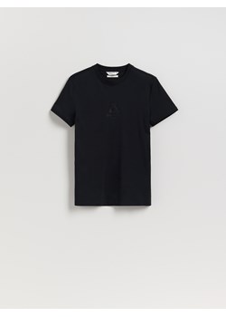 Reserved - Bawełniany t-shirt slim fit - czarny ze sklepu Reserved w kategorii T-shirty męskie - zdjęcie 185802096