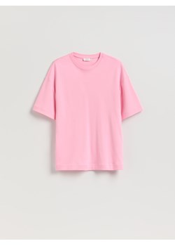 Reserved - T-shirt oversize z merceryzowanej bawełny - różowy ze sklepu Reserved w kategorii Bluzki damskie - zdjęcie 185802735