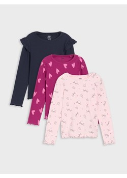 Sinsay - Prążkowane koszulki z długimi rękawami 3 pack - wielobarwny - id: XE092-MLC - marki Sinsay - 185804267 Sinsay - Prążkowane koszulki z długimi rękawami 3 pack - wielobarwny ze sklepu Sinsay w kategorii Bluzki dziewczęce - zdjęcie 185804267