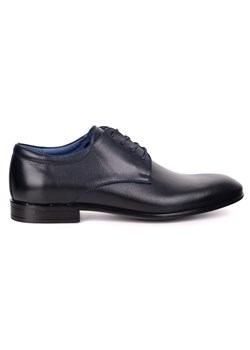 Buty męskie skórzane wizytowe Olivier 484 granatowe – klasyczne półbuty derby ze sklepu butyolivier w kategorii Buty eleganckie męskie - zdjęcie 185805396