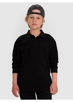 Chłopięcy longsleeve polo 4F 4FJWAW25TLONM483 - czarny ze sklepu Sportstylestory.com w kategorii T-shirty chłopięce - zdjęcie 185805849