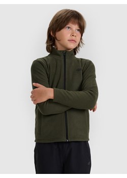 Chłopięcy polar ze stójką 4F 4FJWAW25TFLEM413 - khaki ze sklepu Sportstylestory.com w kategorii Bluzy chłopięce - zdjęcie 185806015