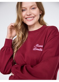 Reserved - Bawełniana bluza z haftem - bordowy ze sklepu Reserved w kategorii Bluzy damskie - zdjęcie 185809038
