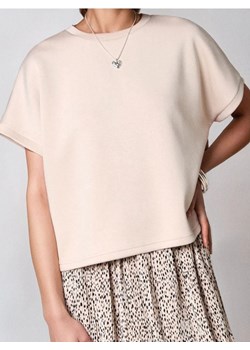 Sinsay - Bluza z krótkim rękawem soft touch - beżowy ze sklepu Sinsay w kategorii Bluzy damskie - zdjęcie 185811537