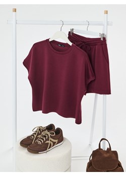 Sinsay - Bluza z krótkim rękawem soft touch - czerwony ze sklepu Sinsay w kategorii Bluzy damskie - zdjęcie 185811538