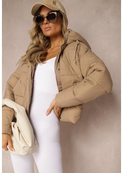 Ciemnobeżowa Kurtka Pikowana Puffer z Kapturem Mivvia ze sklepu renee.pl w kategorii Kurtki damskie - zdjęcie 185812075