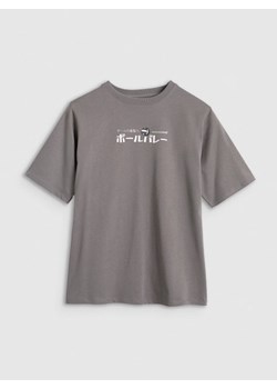 Chłopięcy t-shirt oversize z nadrukiem 4F 4FJRAW25TTSHM3064 - szary ze sklepu Sportstylestory.com w kategorii T-shirty chłopięce - zdjęcie 185812219