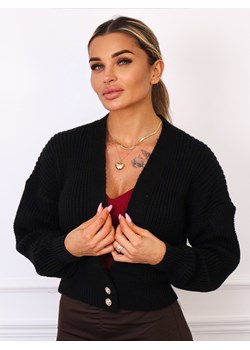 SWETER KARDIGAN ZAPINANY NA GUZIKI- CZARNY ze sklepu olika.com.pl w kategorii Swetry damskie - zdjęcie 185817975