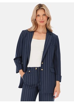 Elegancka klasyczna granatowa marynarka damska w prążek Potis & Verso Solo ze sklepu Eye For Fashion w kategorii Marynarki damskie - zdjęcie 185818079