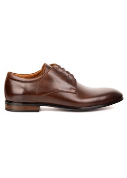 Buty męskie skórzane wizytowe Olivier 484 ciemny brąz – klasyczne półbuty derby ze sklepu butyolivier w kategorii Buty eleganckie męskie - zdjęcie 185818936