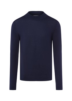 Selected Męski sweter z cienkiej dzianiny z wełny merynosów - SLHTray Mężczyźni Wełna merino granatowy jednolity ze sklepu vangraaf w kategorii Swetry męskie - zdjęcie 185826375