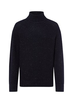 Selected Męski sweter z golfem - SLHLand Mężczyźni Wełna granatowy marmurkowy ze sklepu vangraaf w kategorii Swetry męskie - zdjęcie 185826379