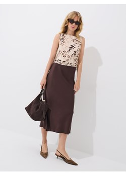 Mohito - Satynowa czekoladowa spódnica midi - ciemnobrązowy ze sklepu Mohito w kategorii Spódnice - zdjęcie 185826557