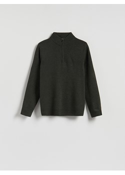 Reserved - Sweter z rozpinanym golfem - ciemnozielony ze sklepu Reserved w kategorii Swetry męskie - zdjęcie 185827067