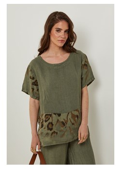 Rodier Lin Lniana koszulka w kolorze khaki ze sklepu Limango Polska w kategorii Bluzki damskie - zdjęcie 185831747