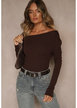 Brązowa Bluzka z Wiskozy z Dekoltem o Asymetrycznym Kroju Emmea ze sklepu renee.pl w kategorii Bluzki damskie - zdjęcie 185837056