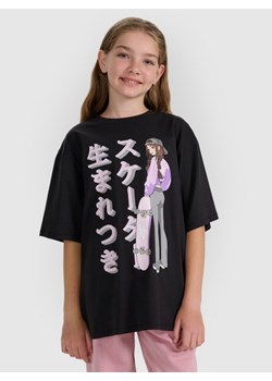 Dziewczęcy t-shirt oversize z nadrukiem 4F 4FJRAW25TTSHF2936 - czarny - id: 329431 - marki 4f Junior - 185837495 Dziewczęcy t-shirt oversize z nadrukiem 4F 4FJRAW25TTSHF2936 - czarny ze sklepu Sportstylestory.com w kategorii Bluzki dziewczęce - zdjęcie 185837495