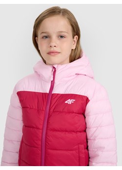 Dziewczęca kurtka puchowa pikowana 4F 4FJRAW25TDJAF0771 - różowa ze sklepu Sportstylestory.com w kategorii Kurtki dziewczęce - zdjęcie 185837747