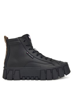 Sneakersy Tommy Jeans Tjw Vulc Flatform Leopard EN0EN02858 Czarny ze sklepu eobuwie.pl w kategorii Buty sportowe damskie - zdjęcie 185839526