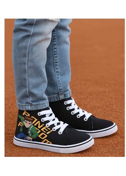 Sznurowane czarne trampki chłopięce /C6-1 7549 S097/ ze sklepu Pantofelek24.pl w kategorii Trampki dziecięce - zdjęcie 185840979