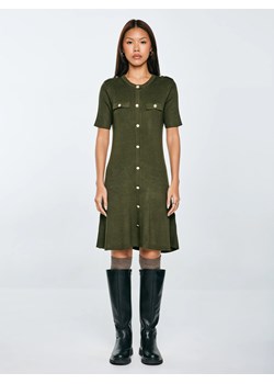 Sukienka damska mini z wiskozy z ozdobnymi guzikami khaki Dilara 303 ze sklepu Big Star w kategorii Sukienki - zdjęcie 185842667