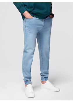 Męskie spodnie jeansowe JOGGERY z klasyczna opaśnicą - jasnoniebieskie V1 OM-PADJ-0265 ze sklepu ombre w kategorii Jeansy męskie - zdjęcie 185843126