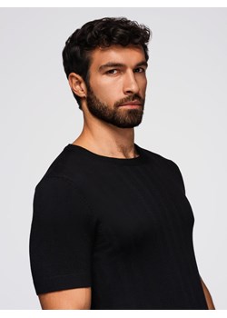 Ażurowy męski sweter z okrągłym dekoltem i krótkim rękawem – czarny V2 OM-TSCT-0251 ze sklepu ombre w kategorii T-shirty męskie - zdjęcie 185843166