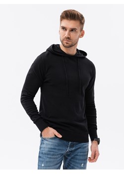 Męska bluza dzianinowa z kapturem - czarna V2 B1532 ze sklepu ombre w kategorii Bluzy męskie - zdjęcie 185843289
