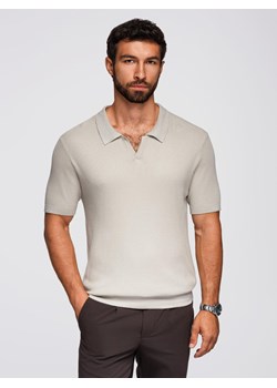 Koszulka męska polo bez guzików z otwartym kołnierzykiem – jasnoszara V3 OM-POSS-0160 ze sklepu ombre w kategorii T-shirty męskie - zdjęcie 185843508
