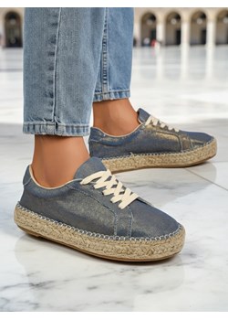Aurelia Denim Espadrillos – damskie sneakersy z płaskim obcasem i tkaniny ze sklepu royalfashion.pl w kategorii Espadryle damskie - zdjęcie 185845078
