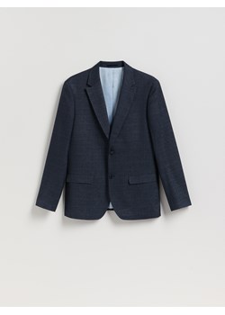 Reserved - Marynarka slim fit z domieszką wiskozy - granatowy ze sklepu Reserved w kategorii Marynarki męskie - zdjęcie 185847145