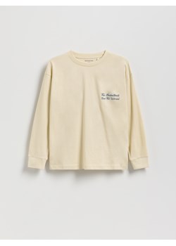 Reserved - Bawełniany longsleeve z nadrukiem - złamana biel ze sklepu Reserved w kategorii T-shirty chłopięce - zdjęcie 185847247
