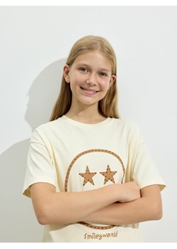 Reserved - T-shirt SmileyWorld® - beżowy ze sklepu Reserved w kategorii Bluzki dziewczęce - zdjęcie 185848915