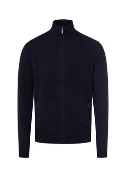 Nils Sundström Kardigan męski Mężczyźni wełna ze strzyży granatowy jednolity ze sklepu vangraaf w kategorii Swetry męskie - zdjęcie 185850996