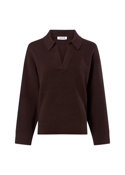 EDITED Damski sweter z dzianiny - Taria Jumper Kobiety czekoladowy jednolity ze sklepu vangraaf w kategorii Swetry damskie - zdjęcie 185851076