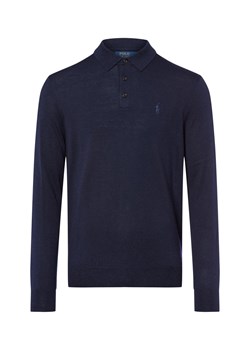 Polo Ralph Lauren Męska koszulka polo z dzianiny Mężczyźni Wełna granatowy jednolity ze sklepu vangraaf w kategorii Swetry męskie - zdjęcie 185851199