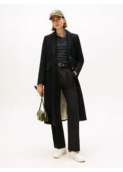 Tommy Hilfiger Wełniany płaszcz damski z zawartością kaszmiru Kobiety Wełna czarny jednolity ze sklepu vangraaf w kategorii Płaszcze damskie - zdjęcie 185851237