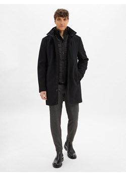 Tom Tailor Płaszcz z zawartością wełny Mężczyźni czarny jednolity ze sklepu vangraaf w kategorii Płaszcze męskie - zdjęcie 185851298