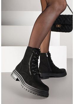 Czarne Botki Workery Ozdobione Suwakiem Clarena ze sklepu renee.pl w kategorii Workery damskie - zdjęcie 185852205