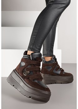 Brązowe Botki Sneakersy Vices na Platformie w Stylu Y2K Gelira ze sklepu renee.pl w kategorii Botki - zdjęcie 185852596