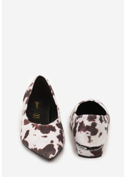 Brązowe Czółenka Balerinki Vices w Krowie Łaty z Noskiem w Szpic i Skórzaną Wkładką Falennea ze sklepu renee.pl w kategorii Czółenka - zdjęcie 185852935